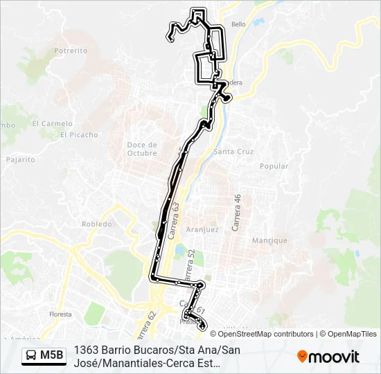 M5B Bus Line Map