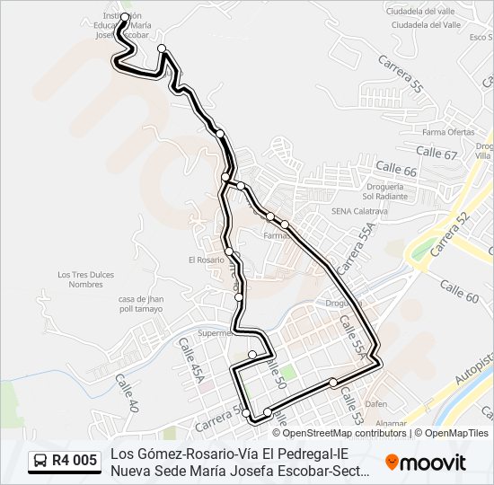 Mapa de R4 005 de autobús