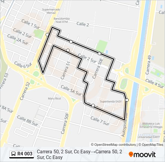 Mapa de R4 003 de autobús