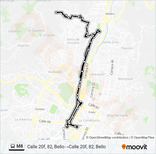 M8 Bus Line Map