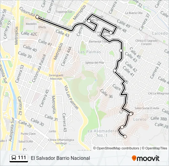 111 Bus Line Map