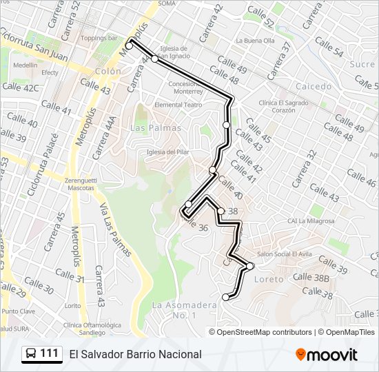 Mapa de 111 de autobús