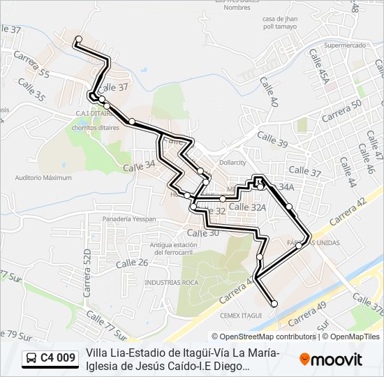 Mapa de C4 009 de autobús