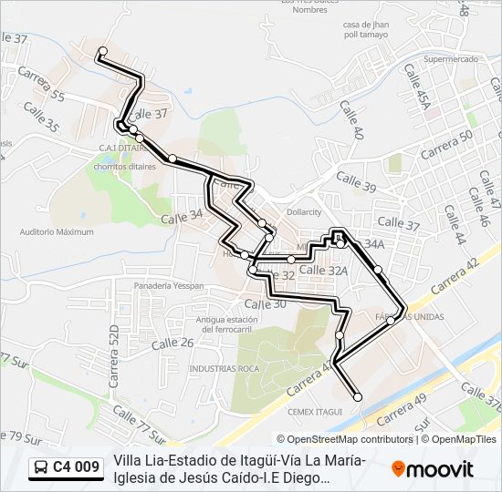 Mapa de C4 009 de autobús