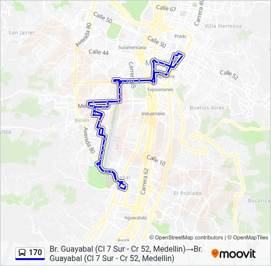 170 Route: Schedules, Stops & Maps - Br. Guayabal (Cl 7 Sur - Cr 52 ...
