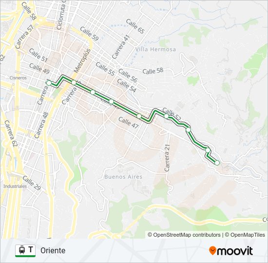 Mapa de T de tren ligero