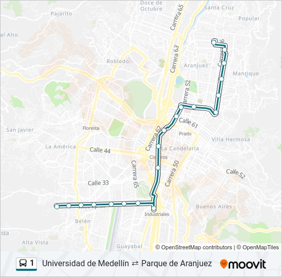 Mapa de 1 de autobús