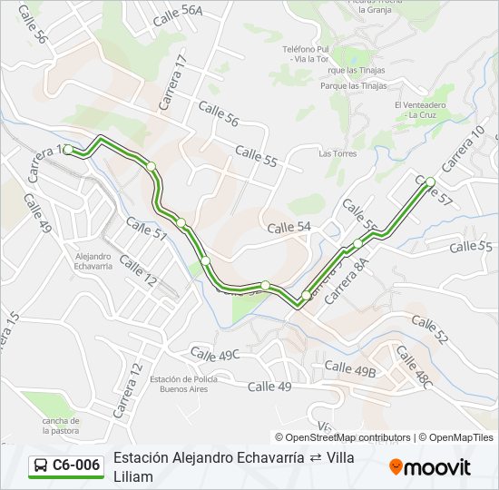 Mapa de C6-006 de autobús