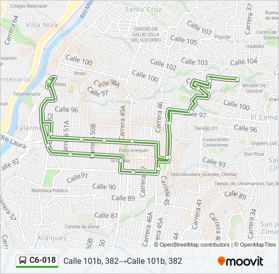 Mapa de C6-018 de autobús