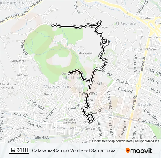 311II Bus Line Map