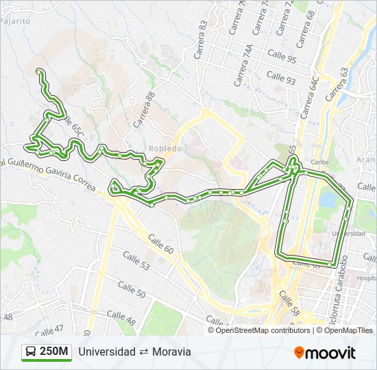 Mapa de 250M de autobús