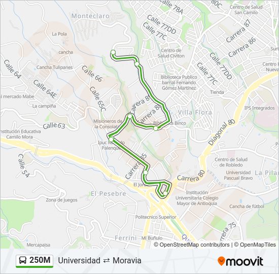 Mapa de 250M de autobús
