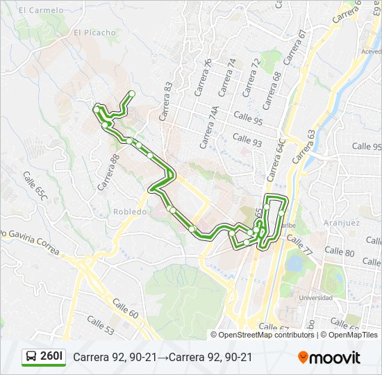 Mapa de 260I de autobús