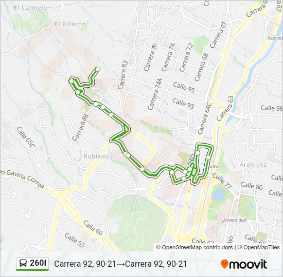 260I Bus Line Map