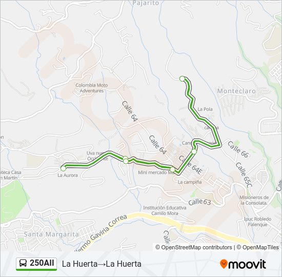 Mapa de 250AII de autobús
