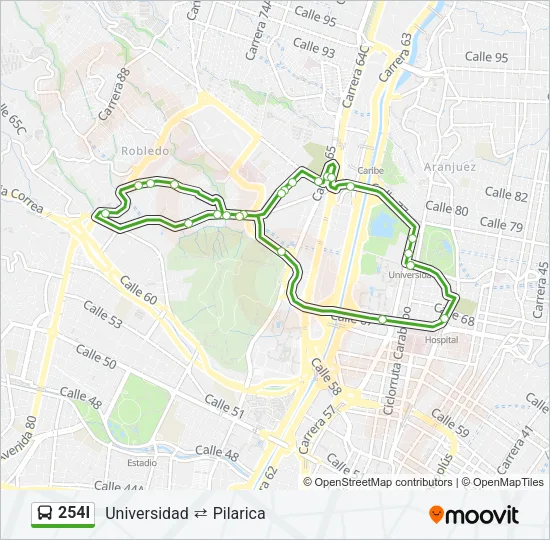 254I Bus Line Map