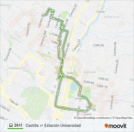 Mapa de 261I de autobús
