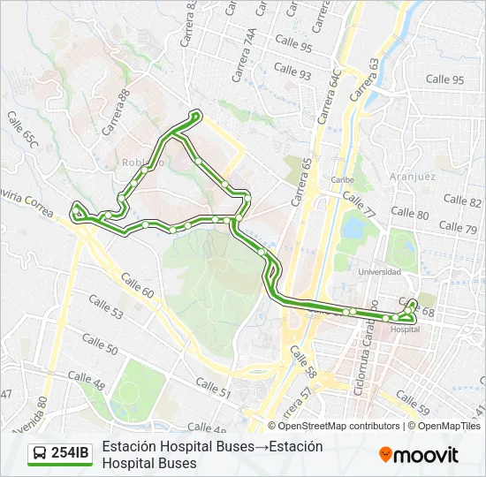 254IB Bus Line Map