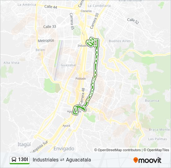 Mapa de 130I de autobús