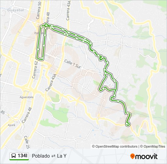 Mapa de 134I de autobús