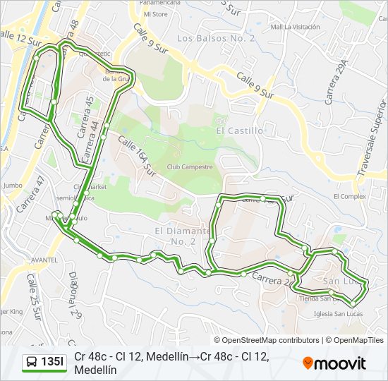 Mapa de 135I de autobús