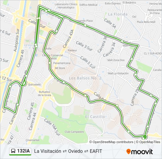 Mapa de 132IA de autobús