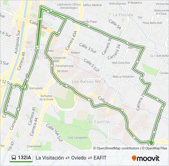 132IA Bus Line Map