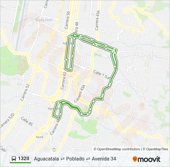 132II Bus Line Map