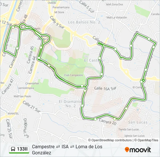 133II Bus Line Map