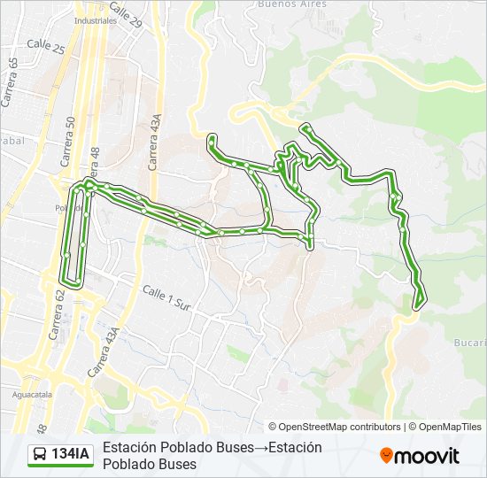 Mapa de 134IA de autobús