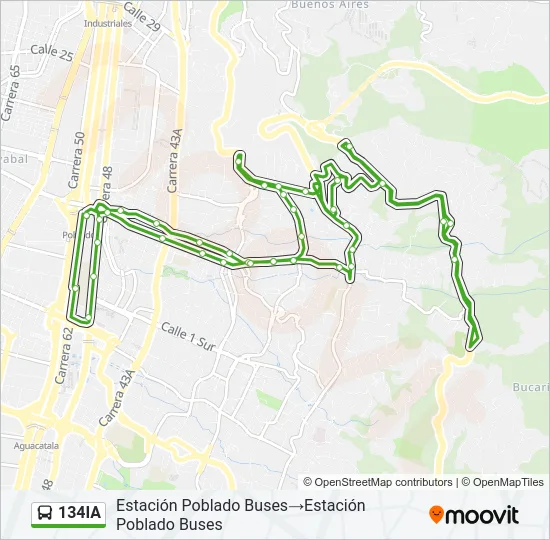 134IA Bus Line Map