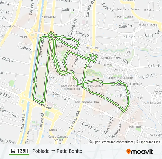 135II Bus Line Map