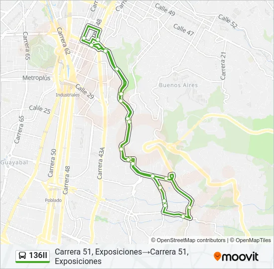 136II Bus Line Map