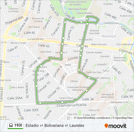 Mapa de 193I de autobús