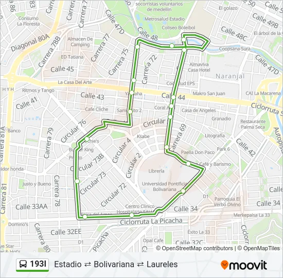 193I Bus Line Map