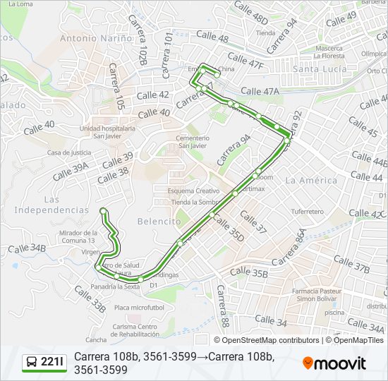 221I bus Line Map