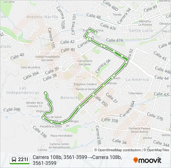 221I Bus Line Map