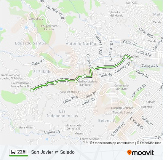 Mapa de 226I de autobús
