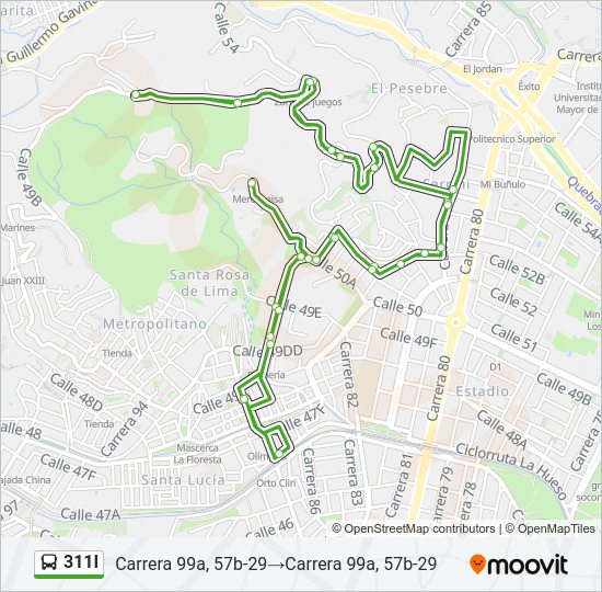 Mapa de 311I de autobús
