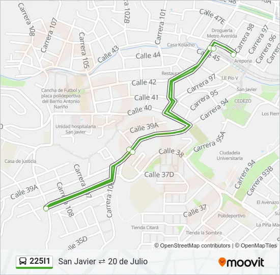 225I1 Bus Line Map