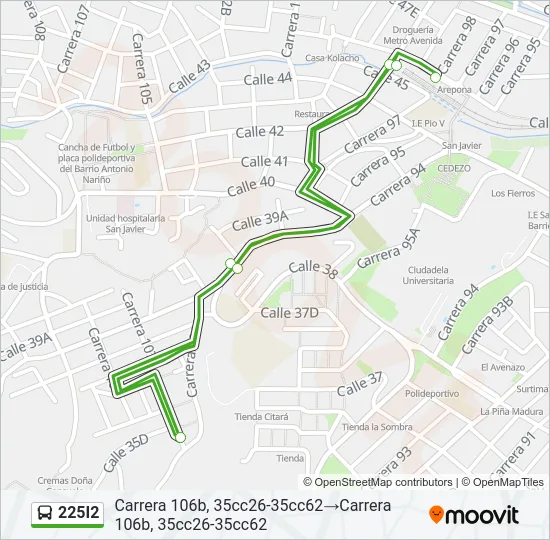 225I2 Bus Line Map