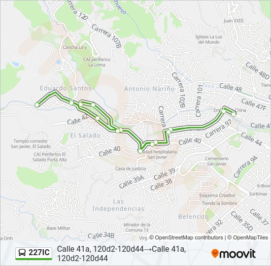 Mapa de 227IC de autobús