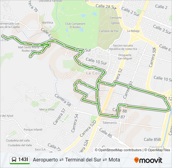 Mapa de 143I de autobús