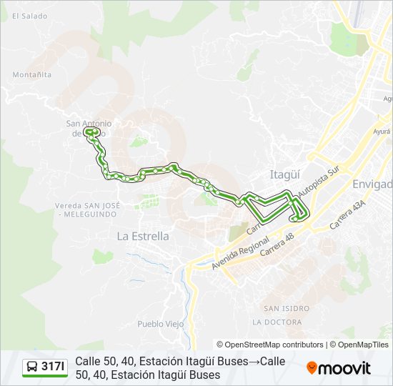 Mapa de 317I de autobús