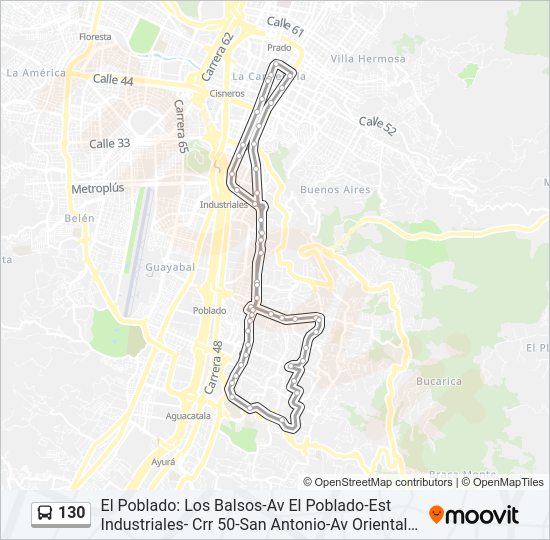 Mapa de 130 de autobús