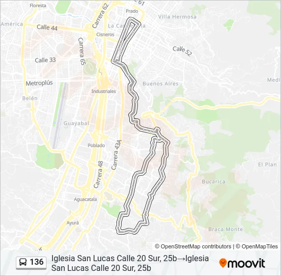 136 Bus Line Map