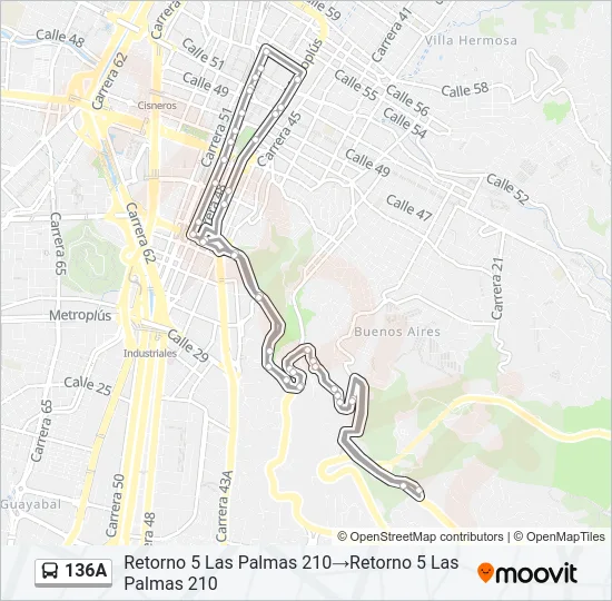 136A Bus Line Map