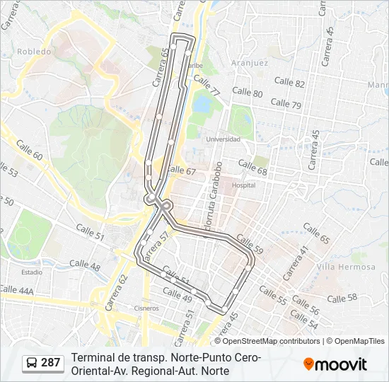 287 Bus Line Map