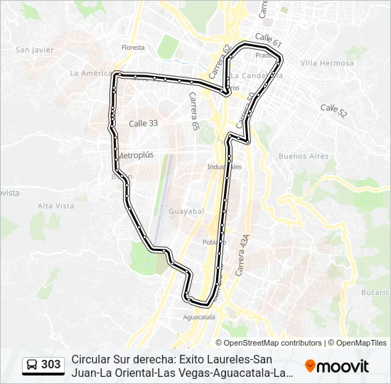 303 Bus Line Map