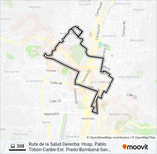 308 Bus Line Map